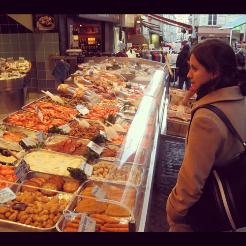 Seafood market in the Marais, Paris Seafood market in the Marais, Paris