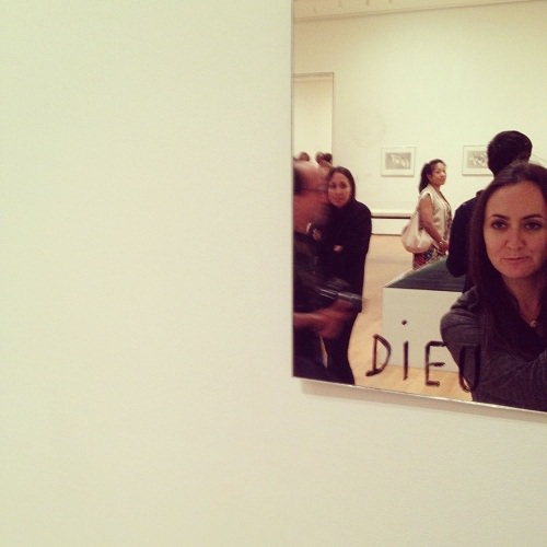Katie Goldstein posing with the artwork at the MOMA Image by Katie Goldstein