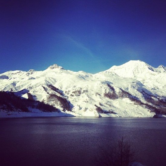 Lac de Tignes on our way back down the mountain
