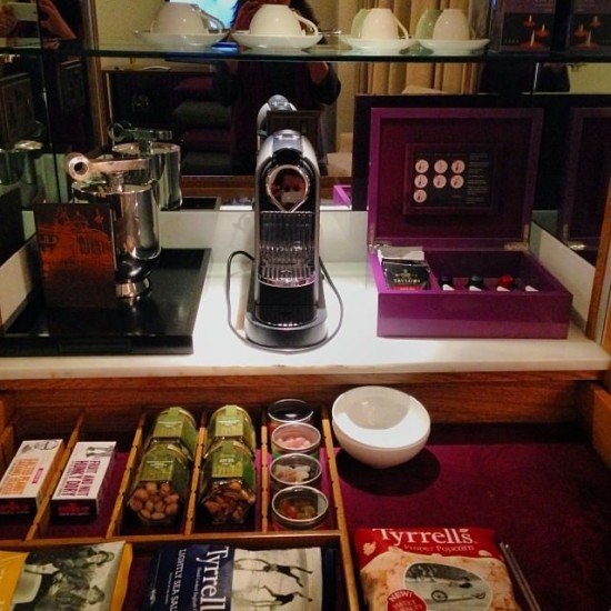 One of the best mini-bar and coffee set ups I have seen at a hotel.