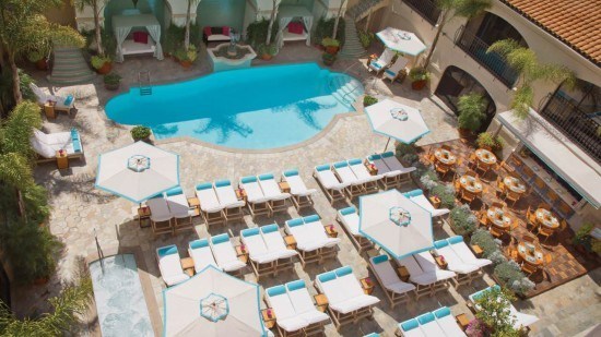 The cozy pool at the Beverly Wilshire