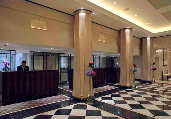 The check-in area at the London Marriott