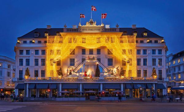 weekend in Copenhagen city break Christmas lights at the iconic Hotel d'Anglaterre