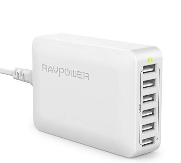 RAVPower USB Charger, USB Power Plug Charging Stations with 60W 6-Port Multi Desktop Charger for iPhone top 10 travel tech gadgets macbook iphone