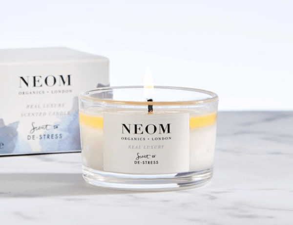 neom real luxury scent to destress travel candles