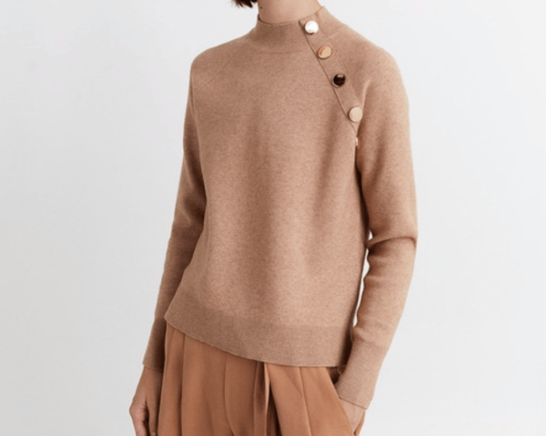 crew neck sweater with gold buttons