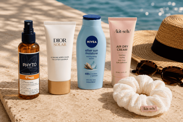 spf hair phyto dior and nivea after sun kitsch air dry cream and scrunchies