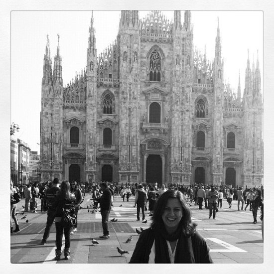 The ultimate tourist photo at Piazza del Duomo, Milan