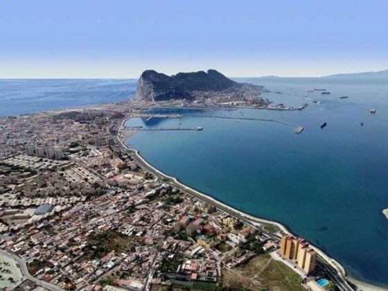 Spain and Gibraltar at far end