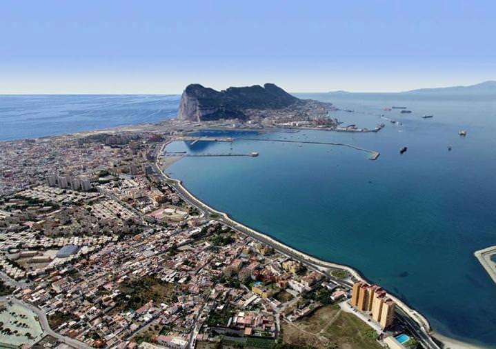 Spain and Gibraltar at far end