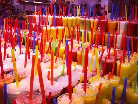 Any flavour of freshly squeezed juice you want - and no they weren't my birthday cake candles!