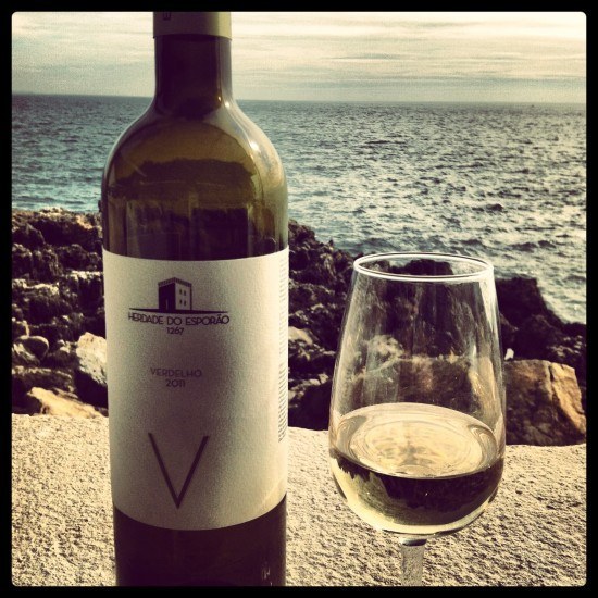 A glass of white wine with a view