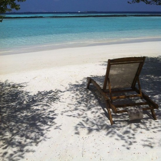 Our private stretch of beach just outside our Beach Villa at Kurumba